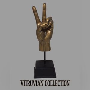 NEW VITRUVIAN Collection Peace Sign Handmade Bronze Sculpture on Base, Date 2005
